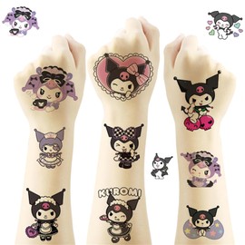 40pcs Temporary Kuromi Tattoos for Girls and Kids, Kawaii Birthday Party Supplies, Anime Party Favors Fake Tattoos Stickers,Birthday Decorations Party Game Activities Reward Gifts