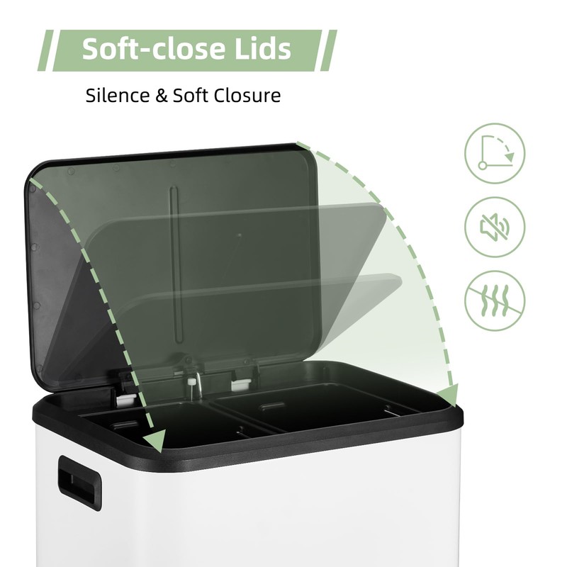 Kitchen Trash Can, 2x4 Gallon Rectangular Kitchen Waste Bin, Dual