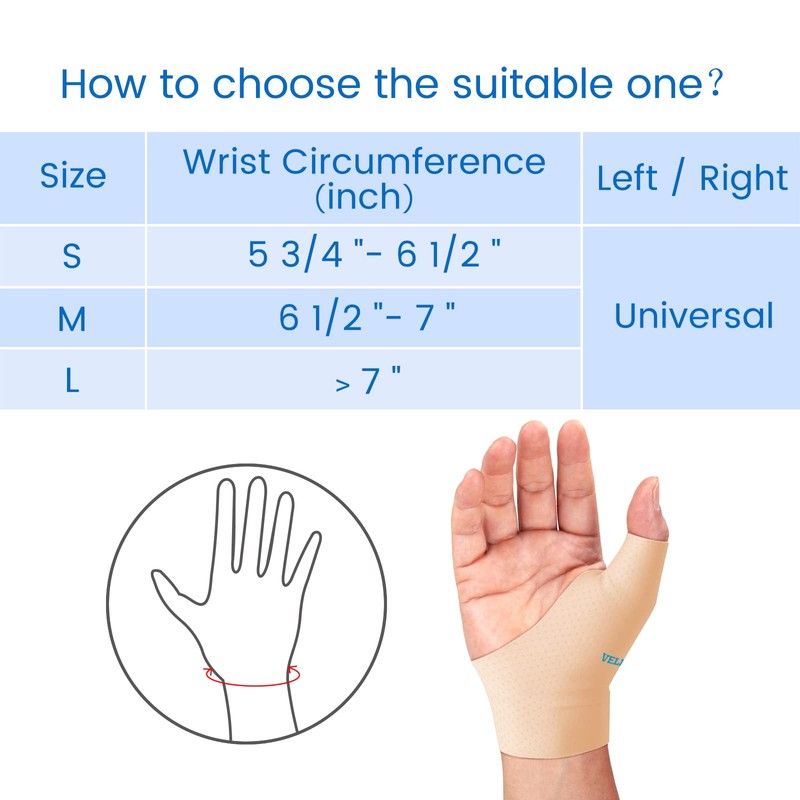 VELPEAU Elastic Thumb Wrist Support Brace (Pack of 2), Splashproof