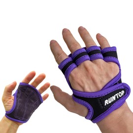 RUNTOP Workout Grip Gloves Pads Fitness Cross Training WODS Gym Yoga Exercise Weightlifting Powerlifting Rowing Pull Up Calisthenics Hand Grips Palm Protect Men Women Purple M