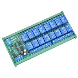 Summer Enjoyment RS485 Relay,12V 16-Channel RS485 Relay PLC Electrical Expansion Module for Modbus RTU Protocol Remote Control(with DIN Rail Box)