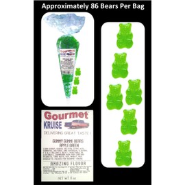 Green Gummy Bears (2) Apple (1) Sour Worms (NET WT 32 OZ) Gourmet Kruise Signature Gift Bags Gummi