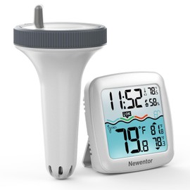 Newentor Pool Thermometer Floating Wireless, Digital Pool Thermometers Easy Read, IPX8 Water Temperature Gauge with Temperature and Humidity for Swimming Pool/Fish Tank, Modern
