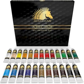 Myartscape Acrylic Paint Set - 24 x 12ml Tubes - Lightfast - Heavy Body - Long Lasting - Vibrant Colors - Professional Art Supplies - Artist Quality Paints