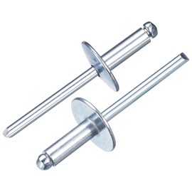 uxcell 100Pcs 3/16" x1/2" Aluminum Blind Rivets, Aluminum Grip and Steel Mandrel, Large Flange Fastener Rivets for Metal, Furniture, Automotive, Silver