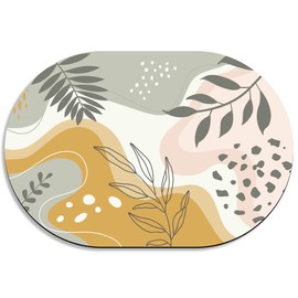 YNXTYB Oval Bath Mat Forest Tropical Leaves Diatomaceous Mud Mats with Rubber Backing Ultra Soft Washable 23.6"×15.7" Quick Dry Thin Bath Rugs for Bathroom Floor Bathtub Vanity Easy Care