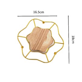 Hosoncovy Round Hot Pot Holder Pad Set of 2,Heat Resistant Pot Mat Hot Pot Trivet Mat Table Place Mat Kitchen Worktop Protector Dish Mat (Gold, Star)