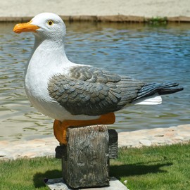 Teaeeno Real Seagull Resin Figurine Decor Statue,Sea Bird Figurine,Animal Seagull Ornaments Decoration,Bird Craft Art Decor,Coastal Beach Outdoor Table Decor for Garden,Terrace,Lawn,Yard