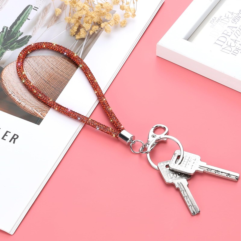 Soleebee Card Holder Bracelets, Bling Rhinestone Lanyard with Key Ring,