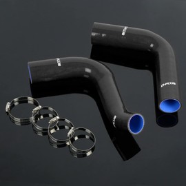 PIT66 Silicone Radiator Hose Kit,Compatible with 1976 Ford F100 351 Cubic Inch V8 Black with Clamps