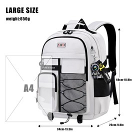 Waniki Backpack Men's Large School Backpack Teenager Girls School Bag Boys School Bag Waterproof Backpack Casual Travel Backpack School Bags School Bag with Exquisite Pendant, beige