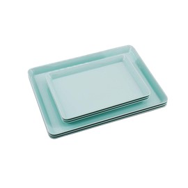 GWPP Melamine Plastic Serving Tray, Small Trays - Set of 3 in 2 assorted sizes for Sorting Puzzle Piece, Serving Snacks, Desserts, Restaurant indoor or outdoor picnic camping. (Aqua Green)