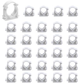 RHQFDM 30 Pieces PPR Pipe Clamps 20mm Tubing Clips White Plastic Water Pipe Fixed Clips Universal Single Pipe Clip Snap Single Hinged Pipe Clamp for kitchen Swimming Pool,Bathroom Pipe Fitting