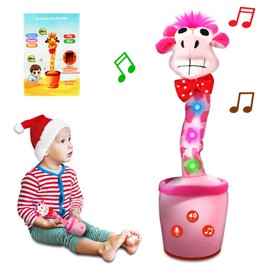 TWORIVER Giraffe Gifts Dancing Talking Giraffe Toy,Repeating Singing Recording Mimicking Baby Girl Gifts,Electronic Sensory Stocking Stuffers for Babies Toys First Bithday Gifts for Girls Toys Pink