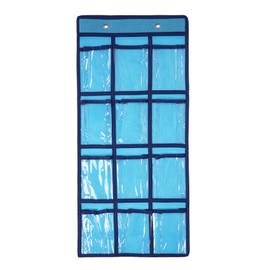 SAVORLIVING Classroom Pocket Chart Organizer, Pocket Chart for Phone Calculator Holder, Clear Pocket Organizer for Classroom Storage, Hanging Wall Door Calculator Phone Caddy, 12 pockets(Blue)