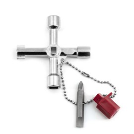 QXINQ Electric Gas Meter Box Key, 4 Way Functional Utility Panel Key, Electric Key for Gas Meter Box Forvelevator Cupboard Cabinet Waterv Opening