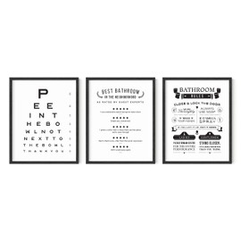HAUS AND HUES Funny Bathroom Signs Bathroom Wall Art - Set of 3 Funny Bathroom Wall Art Prints Funny Bathroom Decor Bathroom Signs Decor Funny Bathroom Art (Funny Bathroom Set, 11x14 Black Framed)