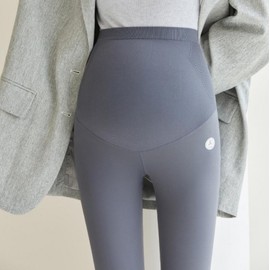 Women's Maternity Winter Fleece-Lined Spandex Leggings Pants Coffee Grey XL