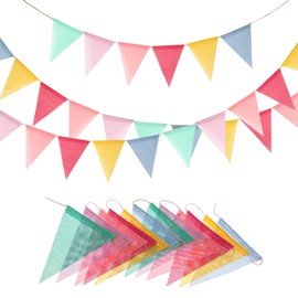 Pack of 4 Bunting Outdoor Weatherproof 48 Flags Multicoloured Triangle Flags for Decoration Garden Party, Birthday Party, Rainbow Decoration, Streamers Festival Decoration