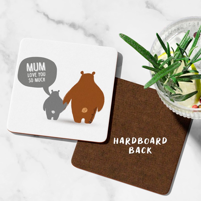 Mum Love You So Much Cute Bear Coaster Cute Mummy