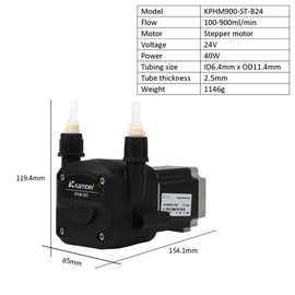 Kamoer KPHM900-ST-B24 high Flow 100-900ml/min peristaltic Pump 24V high Precision Adjustable Speed Stepper Motor Liquid dosing Pump with BPT Tube
