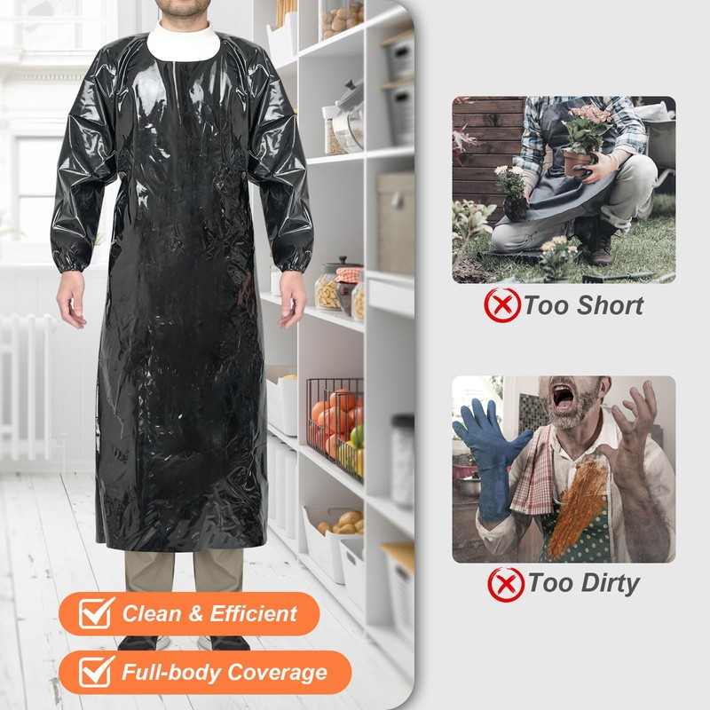 ELEBOX Waterproof Apron Smock with Long Sleeves, Safety lab Apron