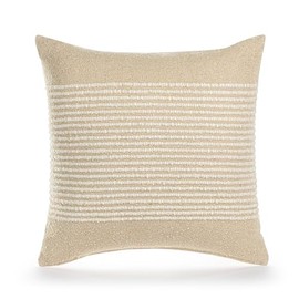DEMDACO Ribbed Woven Stripe - 18 Inch Tan Ivory Cotton and Polyester Knit Throw Pillow for Couch, Bed or Lazy Chair