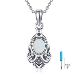 URONE Opal Urn Necklace for Ashes 925 Sterling Silver Memorial Necklack Cremation Jewellery for Ashes of Loved Ones for Women