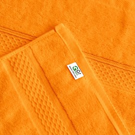 Gogreen 100% Cotton Super Soft Towels Pack of 6, Contains 2 Bath Towels 27"x55", 2 Hand Towels 14"x30" & 2 Washcloths 14"x14", Lightweight and Highly Absorbent Quick Drying Towels, (Orange)