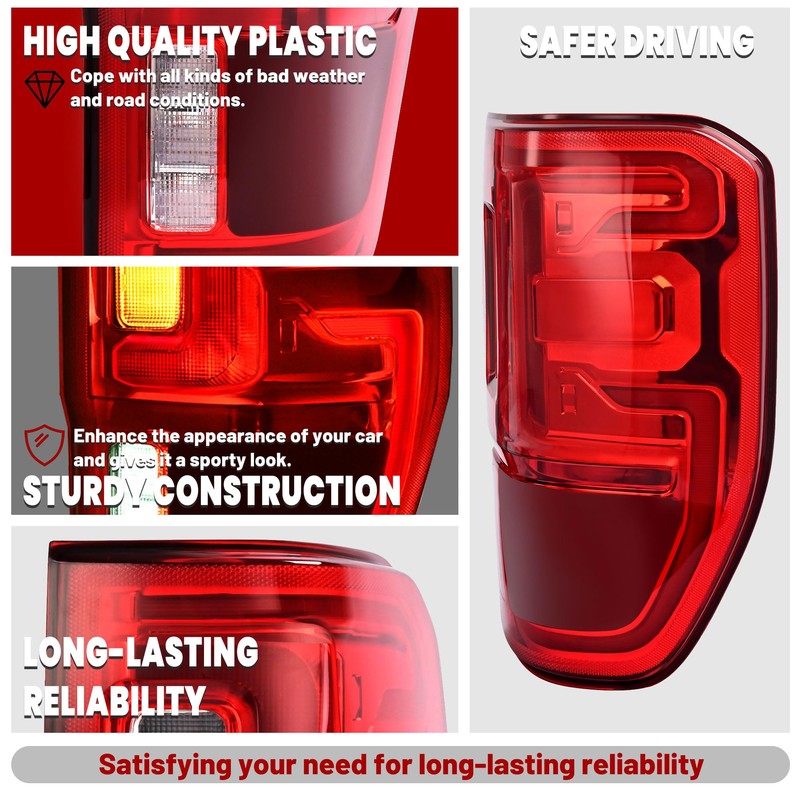 HECASA LED Tail Lights Assembly Compatible with 2019-2023 Ford Ranger