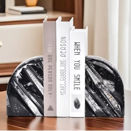 VIZYTOU Orthoceras Fossil Bookend Heavy Duty Stone Book End Decorative Book Holder 6-8 Pounds