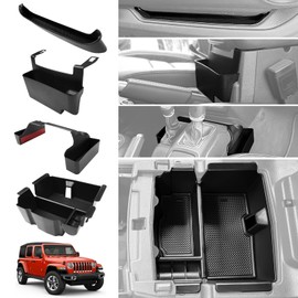 Utiiy Center Console Organizer Fit for 2018-2023 Jeep Wrangler JL JLU 4XE&Gladiator JT Gear Shift Console Side Tray Grab Bar Tray Passenger Hanging Armrest Storage Box for Wrangler/Gladiator (4-piece)
