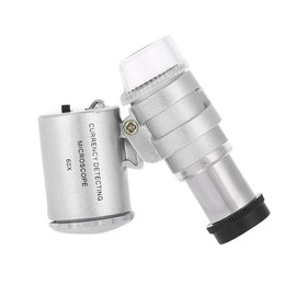 Mini Microscopio 60X Lupa de Bolsillo Plegable Lupa de Joyería Lupa con Luz LED Lupa de Longitud Focal Ajustable