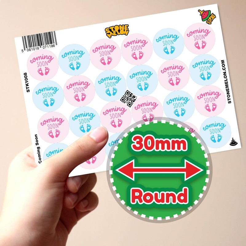 Stone Melon Gender Reveal Baby Shower Stickers 144 Team Blue