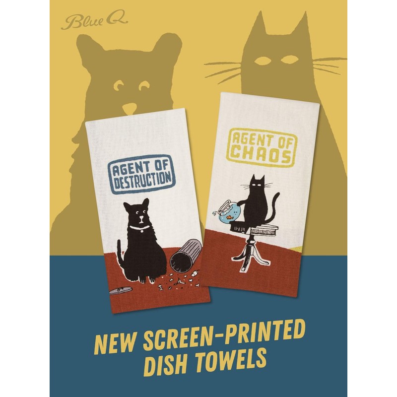 Blue Q Funny Dish Towel, The Cat - Agent of