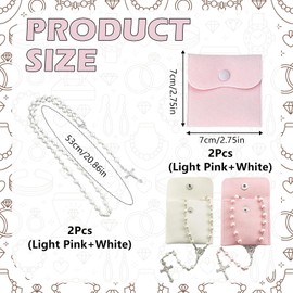 Rosary Beads Catholic Women, Rosary Necklace with White and Pink, Light Pink and Beige Bags, Meditation, Rosary Beads First Holy Communion, Religious Ceremonies