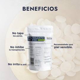 Hebbe - Ricinoleato de Zinc Desodorante Natural para Emulsiones, 500 g