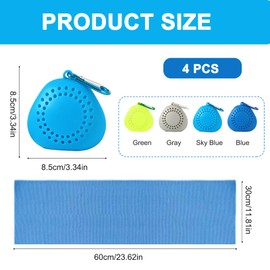 4 Pack Cooling Towel, Quick Dry Fitness Towels, Breathable Microfibre Gym Towel 60×30cm, Sweat Towel for Gym Yoga Hiking Camping (light blue, dark blue, green, grey)