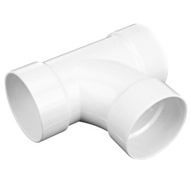 NDS 4P09 3-Way PVC Sanitary Tee Hub Solvent Weld Fitting, 4", White