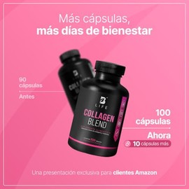 Péptidos Colágeno Hidrolizado 100 Cápsulas Potenciado Biotina Vitamina Piel Cabello Uñas Collagen Blend Life