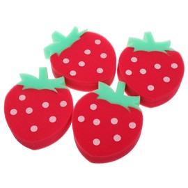 Mikinona 4 Pcs Cute Strawberry Shaped Bath Sponge Soft Exfoliating Scrubber for Adults Fun Design Friendly Material for Interactive Bath Activities