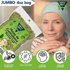 Hojas de Guanábana (té de hojas de guanábana) – Jumbo 4 onzas – 100% natural, vegano, sin OMG, elaborado en la naturaleza y auténtico – Té de hierbas sin cafeína – Hace más de 30 tazas |GR