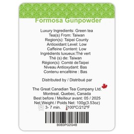The Great Canadian Tea Company - Formosa Gunpowder 100 gram - Pure Green Tea - Loose Leaf - Tea from Taiwan