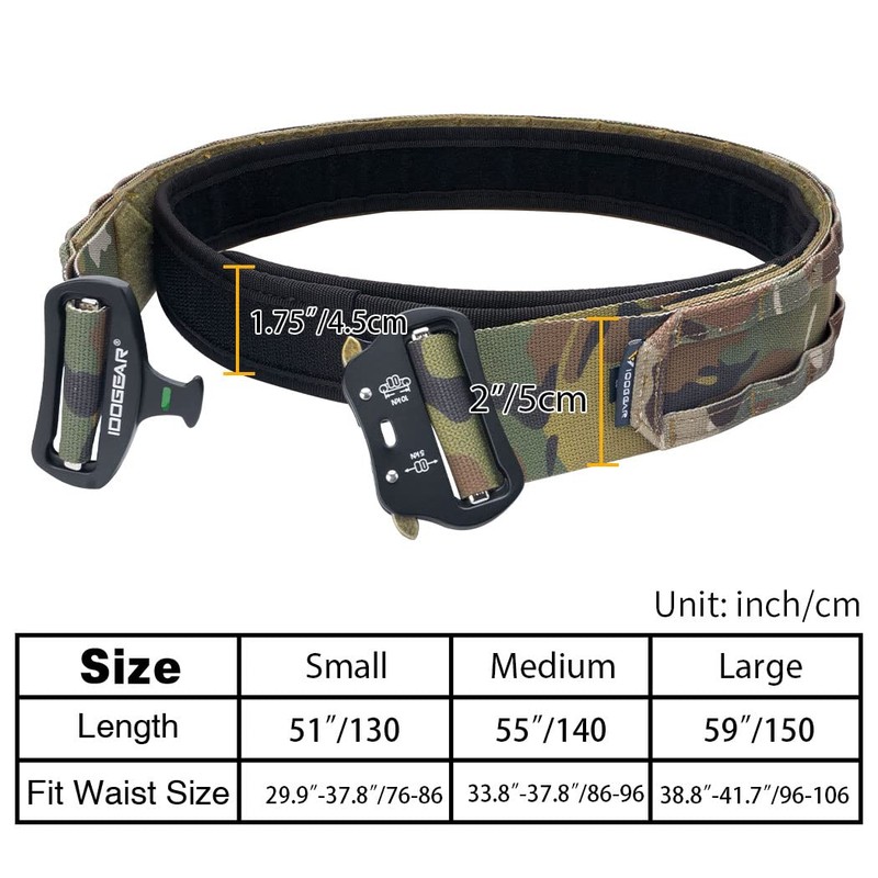 IDOGEAR 2 Inch Tactical Belt Combat Quick Release Buckle Rigger