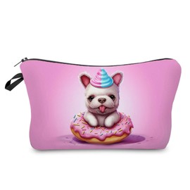 Livel lhood Donut Puppy Makeup Bag Cute Small Organizer Zipper Pouch Donut Puppy Cosmetic Bag Birthday Present for Women Friends -2