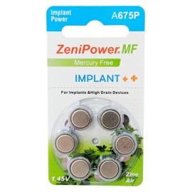 ZeniPower Premium Cochlear Implant Batteries 6 Count Pack of 10 Long Lasting Power