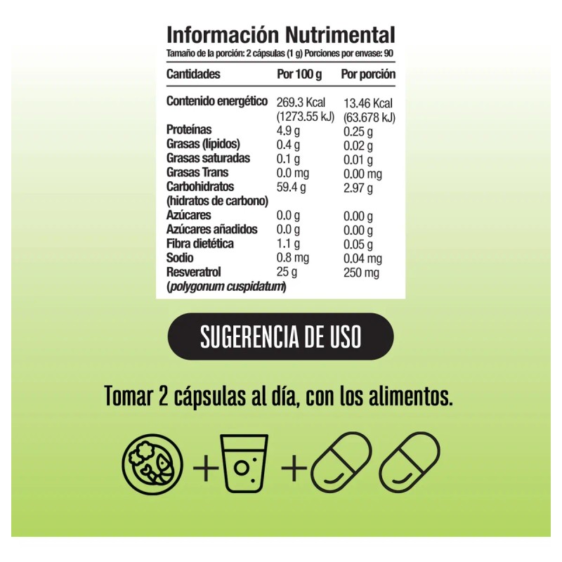 Resveratrol | Antioxidante | 180 Cápsulas | Polifenoles Sin Sabor