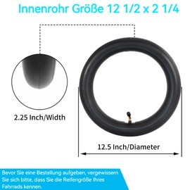 12.5 x 2.25 Inner Tube with Angled Valve Stem Compatible with Most 12 1/2 x2 1/4 Electric Scooters, Mini Bikes, Pocket Bikes, Stroller Tyre Tubes (1 Pack)