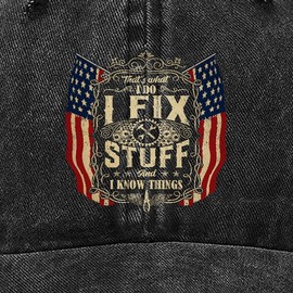 I Fix Stuff Hat, I Fix Stuff and Know Things Hat for Men, I Fix Things and I Know Stuff Hat, I Fix Things Hat 2 (Black)