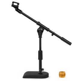 InnoGear Adjustable Desk Microphone Stand, 2 Pack Weighted Base with Soft Grip Twist Clutch, Boom Arm, 3/8"-5/8" Screw Adapter for Blue Yeti and Blue Snowball, Kick Drums, Guitar Amps, Black